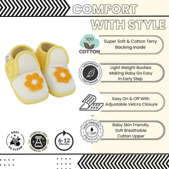 Baby Girls Cotton Floral White,Yellow Velcro Shoe-BT5528