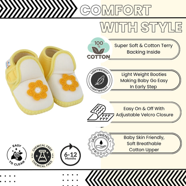 Baby Girls Cotton Floral White,Yellow Velcro Shoe-BT5528