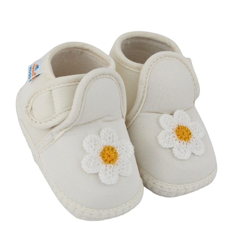 Baby Girls Cotton Floral White Velcro Shoe-BT5529