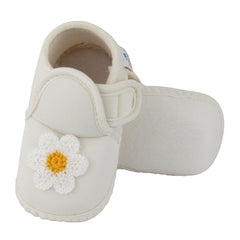 Baby Girls Cotton Floral White Velcro Shoe-BT5529