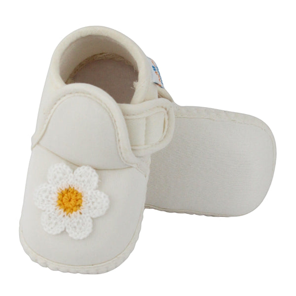 Baby Girls Cotton Floral White Velcro Shoe-BT5529