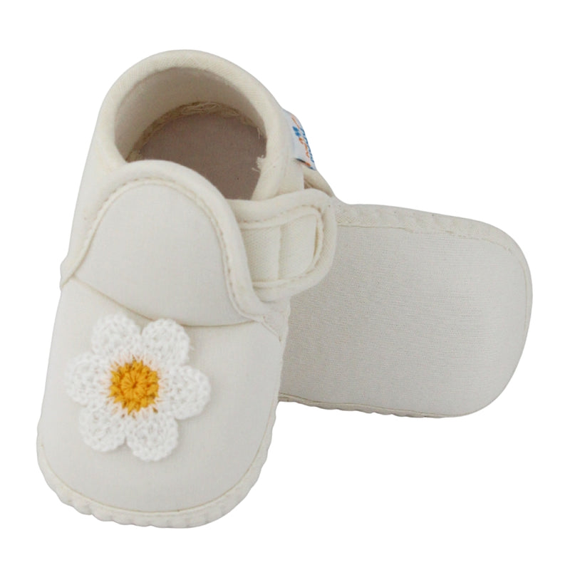 Baby Girls Cotton Floral White Velcro Shoe-BT5529