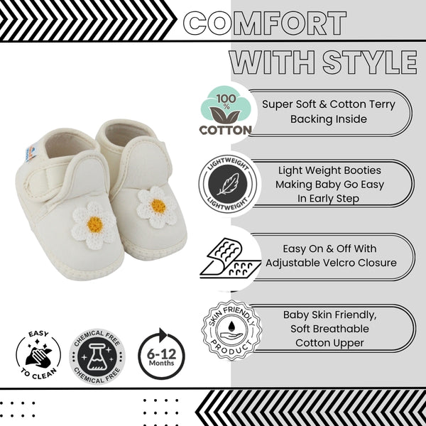 Baby Girls Cotton Floral White Velcro Shoe-BT5529
