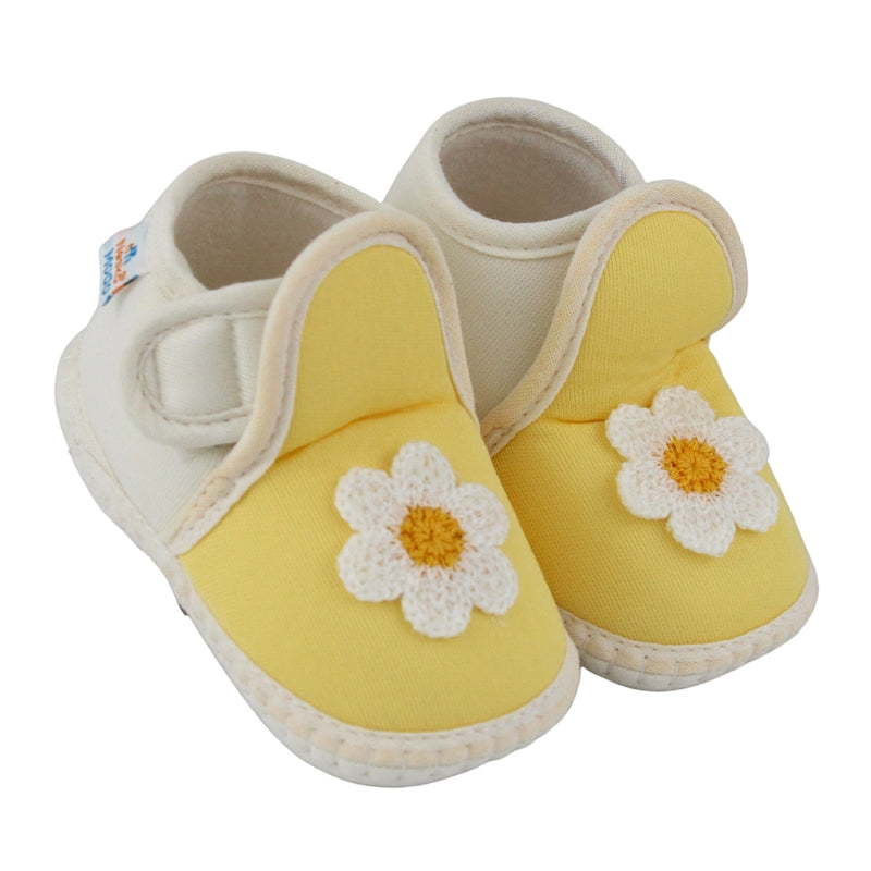 Baby Girls Cotton Floral Yellow,White Velcro Shoe-BT5530