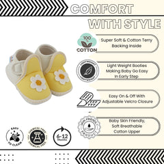 Baby Girls Cotton Floral Yellow,White Velcro Shoe-BT5530