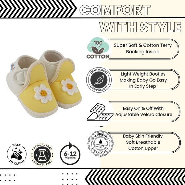 Baby Girls Cotton Floral Yellow,White Velcro Shoe-BT5530