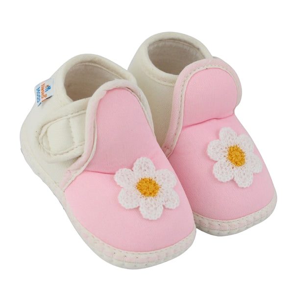 Baby Girls Cotton Floral Pink,White Velcro Shoe-BT5531