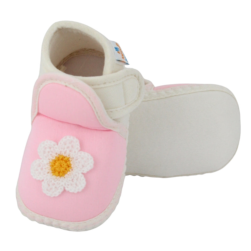 Baby Girls Cotton Floral Pink,White Velcro Shoe-BT5531