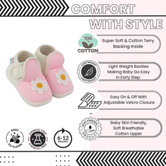 Baby Girls Cotton Floral Pink,White Velcro Shoe-BT5531