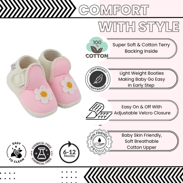 Baby Girls Cotton Floral Pink,White Velcro Shoe-BT5531