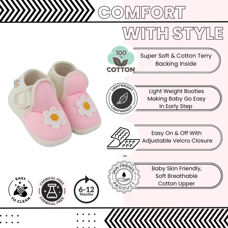 Baby Girls Cotton Floral Pink,White Velcro Shoe-BT5531