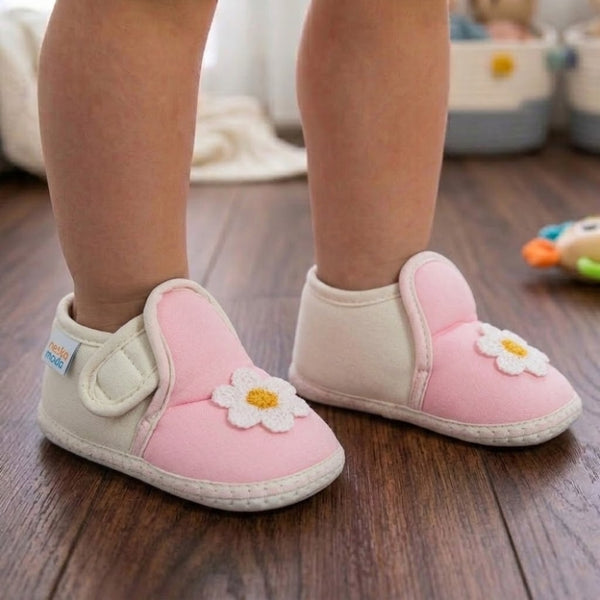 Baby Girls Cotton Floral Pink,White Velcro Shoe-BT5531