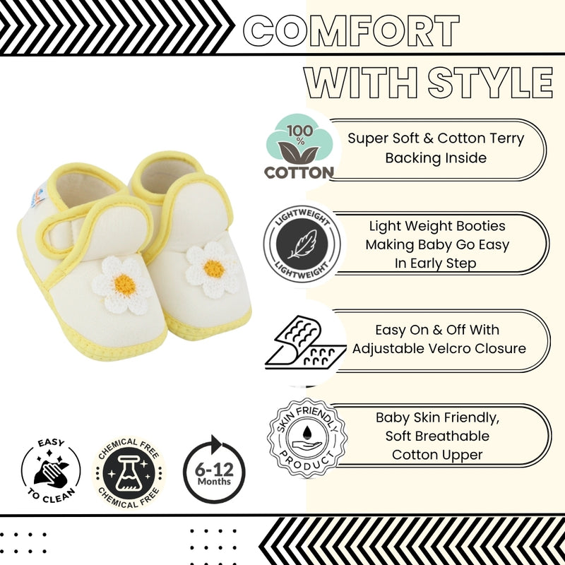 Baby Girls Cotton Floral White Velcro Shoe-BT5532