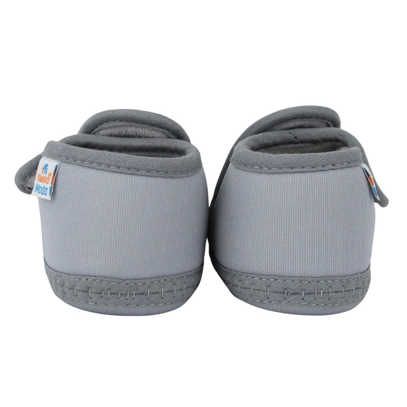 Baby Girls Cotton Floral Grey,Black Velcro Shoe-BT5534