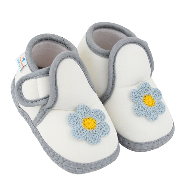 Baby Girls Cotton Floral White Velcro Shoe-BT5535