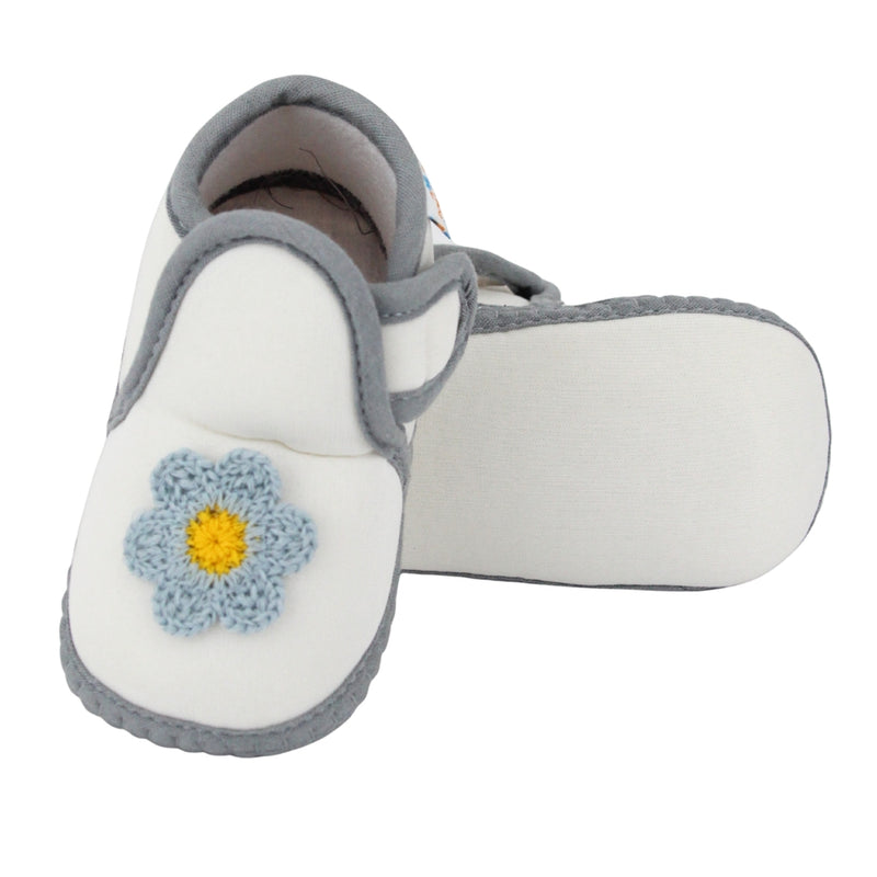 Baby Girls Cotton Floral White Velcro Shoe-BT5535