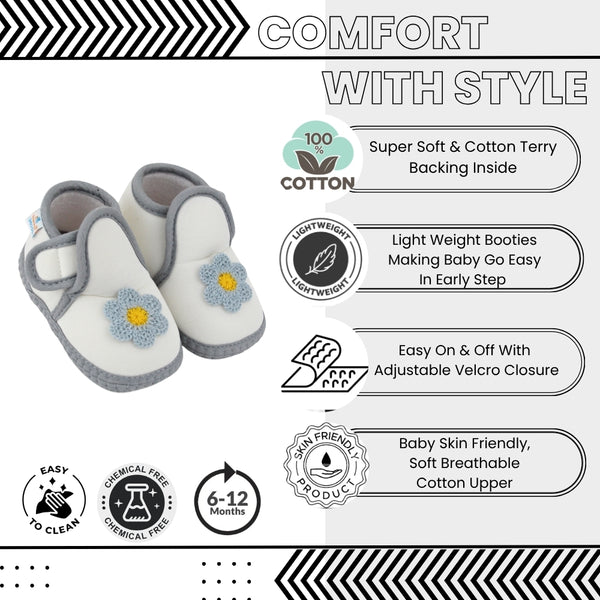 Baby Girls Cotton Floral White Velcro Shoe-BT5535