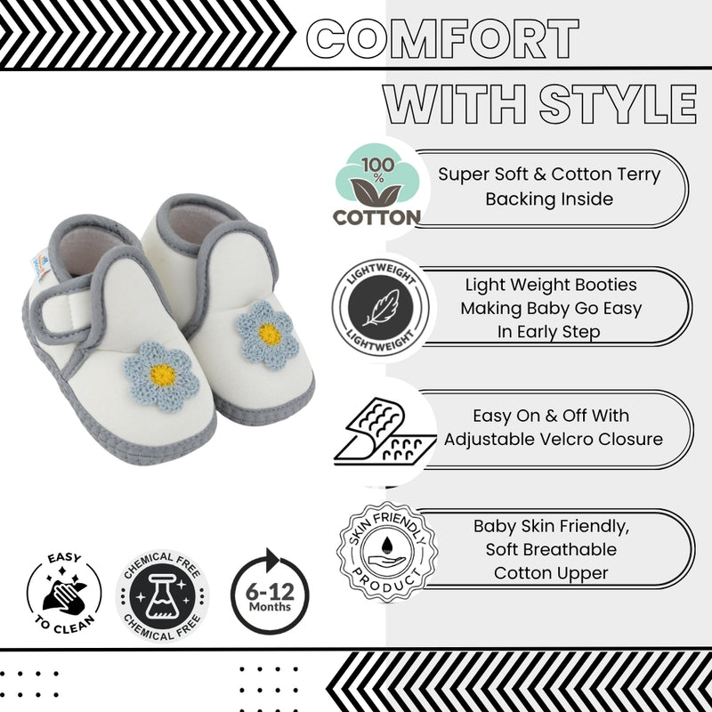 Baby Girls Cotton Floral White Velcro Shoe-BT5535