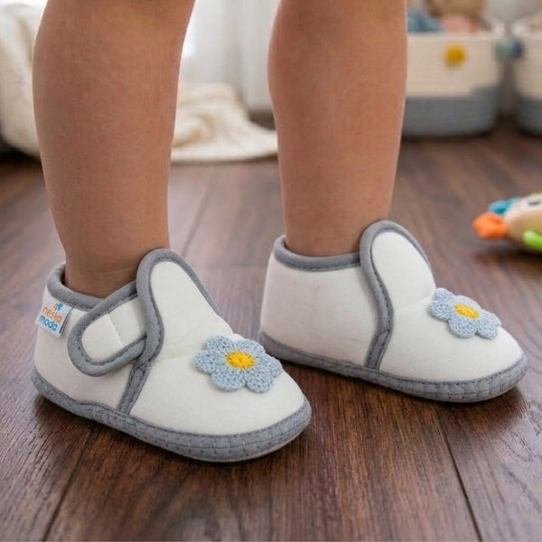 Baby Girls Cotton Floral White Velcro Shoe-BT5535