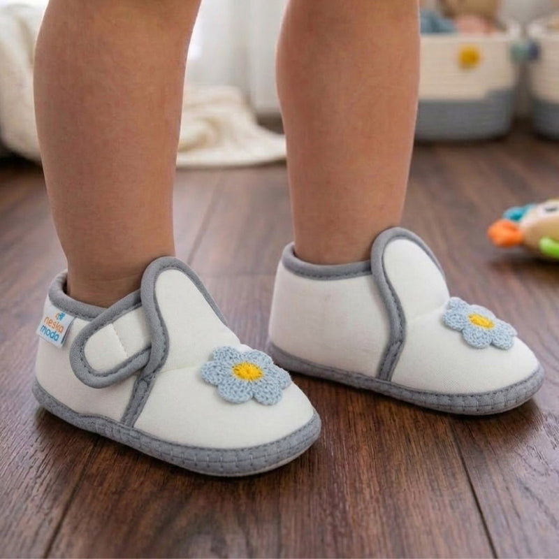 Baby Girls Cotton Floral White Velcro Shoe-BT5535