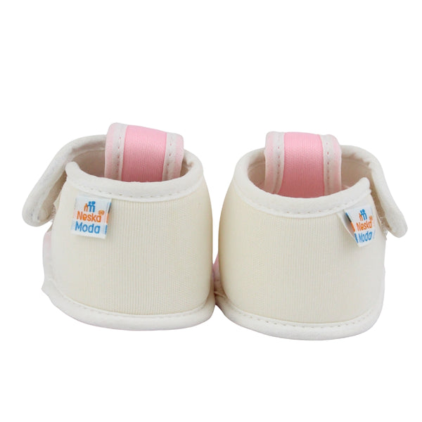 Baby Girls Skin-friendly Cotton Floral Pink,White Velcro Sandal Booties-BT5536