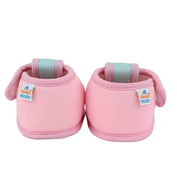 Baby Girls Skin-friendly Cotton Floral Green,Pink Velcro Sandal Booties-BT5537