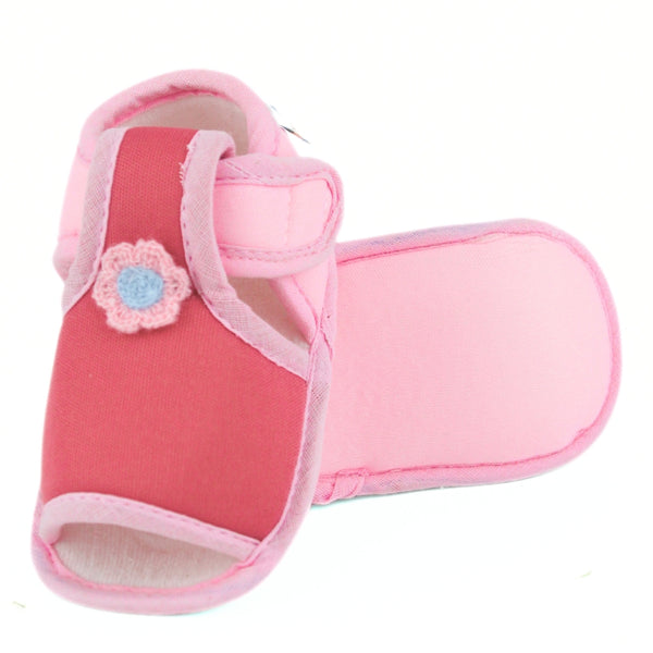 Baby Girls Skin-friendly Cotton Floral Red,Pink Velcro Sandal Booties-BT5538