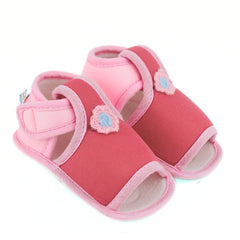 Baby Girls Skin-friendly Cotton Floral Red,Pink Velcro Sandal Booties-BT5538