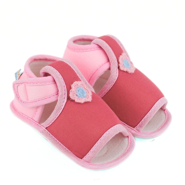 Baby Girls Skin-friendly Cotton Floral Red,Pink Velcro Sandal Booties-BT5538