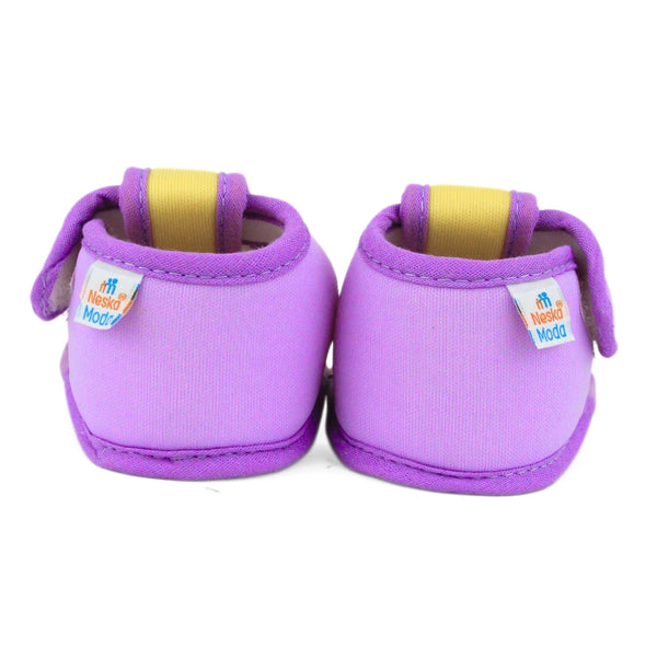 Baby Girls Skin-friendly Cotton Floral Yellow,Purple Velcro Sandal Booties-BT5539