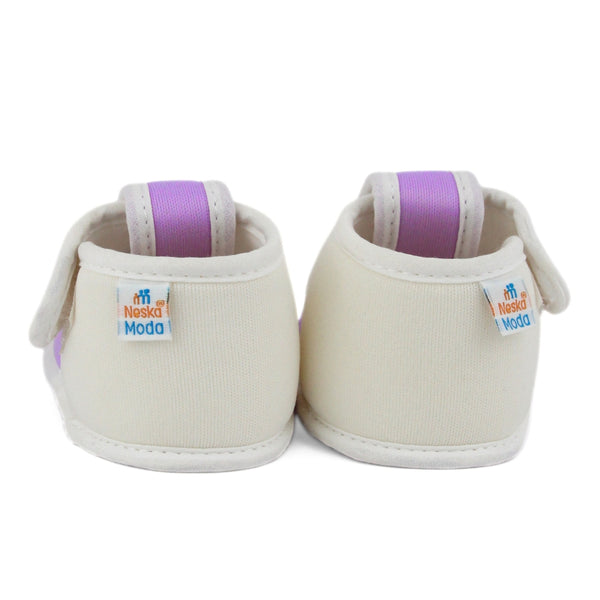 Baby Girls Skin-friendly Cotton Floral Purple,White Velcro Sandal Booties-BT5540