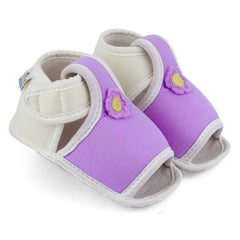 Baby Girls Skin-friendly Cotton Floral Purple,White Velcro Sandal Booties-BT5540
