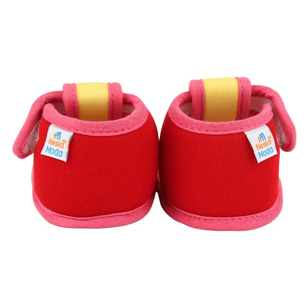 Baby Girls Skin-friendly Cotton Floral Yellow,Red Velcro Sandal Booties-BT5542