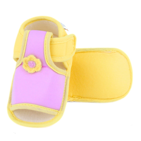 Baby Girls Skin-friendly Cotton Floral Purple,Yellow Velcro Sandal Booties-BT5544