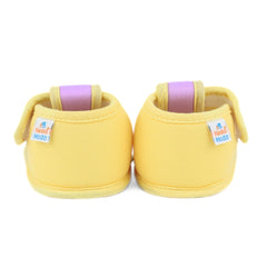 Baby Girls Skin-friendly Cotton Floral Purple,Yellow Velcro Sandal Booties-BT5544
