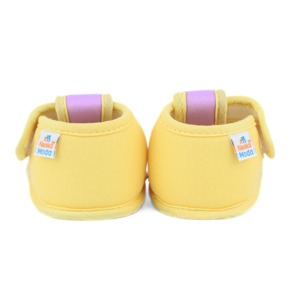 Baby Girls Skin-friendly Cotton Floral Purple,Yellow Velcro Sandal Booties-BT5544