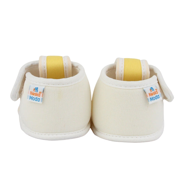 Baby Girls Skin-friendly Cotton Floral Yellow,White Velcro Sandal Booties-BT5545