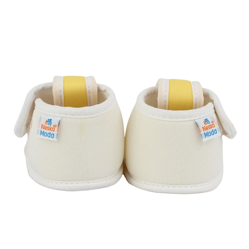 Baby Girls Skin-friendly Cotton Floral Yellow,White Velcro Sandal Booties-BT5545