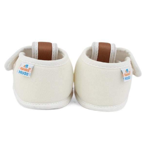 Baby Girls Skin-friendly Cotton Floral Brown,White Velcro Sandal Booties-BT5546