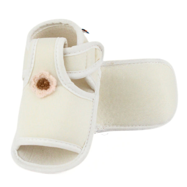 Baby Girls Skin-friendly Cotton Floral White Velcro Sandal Booties-BT5547