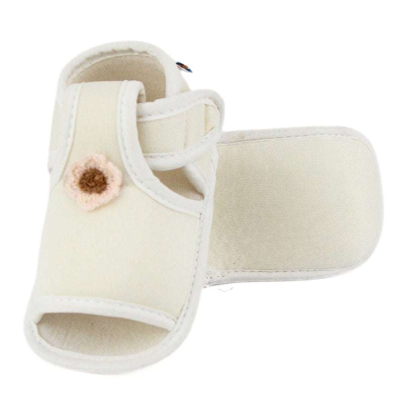 Baby Girls Skin-friendly Cotton Floral White Velcro Sandal Booties-BT5547