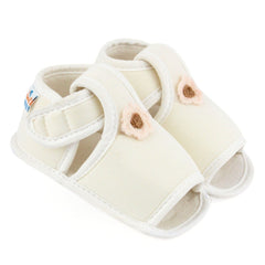 Baby Girls Skin-friendly Cotton Floral White Velcro Sandal Booties-BT5547