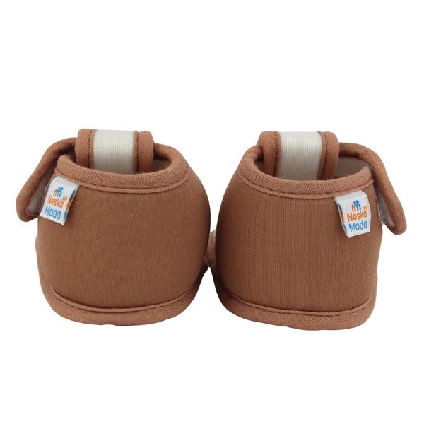 Baby Girls Skin-friendly Cotton Floral White,Brown Velcro Sandal Booties-BT5548