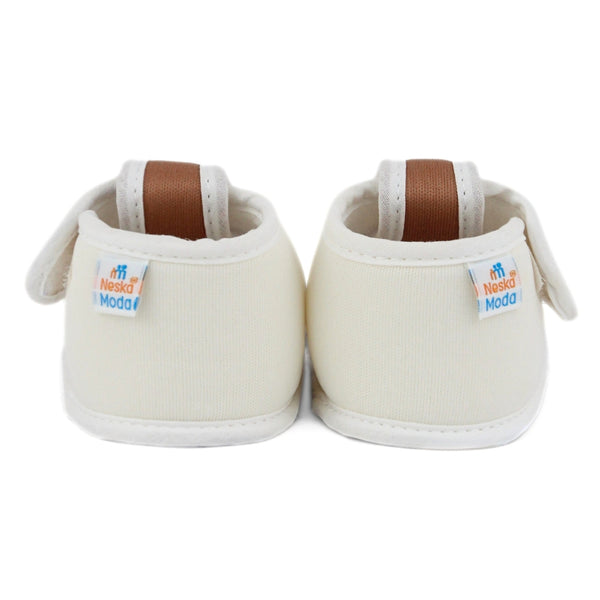 Baby Girls Skin-friendly Cotton Floral Brown,White Velcro Sandal Booties-BT5549