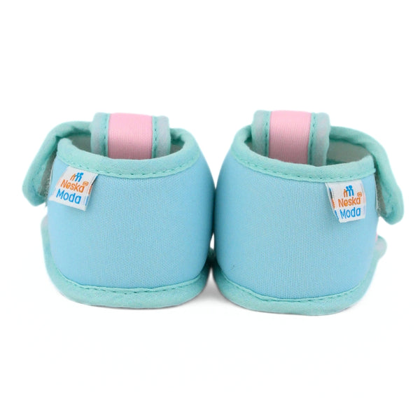 Baby Girls Skin-friendly Cotton Floral Pink,Green Velcro Sandal Booties-BT5550