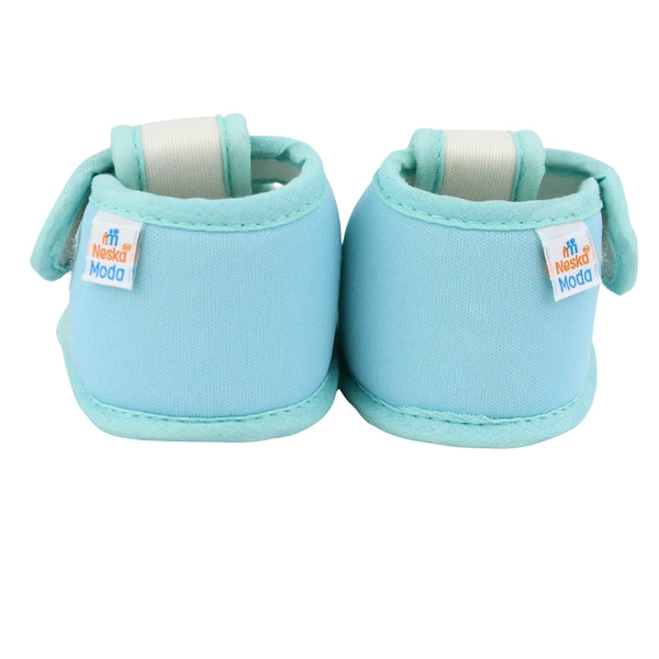 Baby Girls Skin-friendly Cotton Floral White,Green Velcro Sandal Booties-BT5551