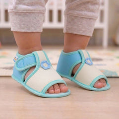 Baby Girls Skin-friendly Cotton Floral White,Green Velcro Sandal Booties-BT5551
