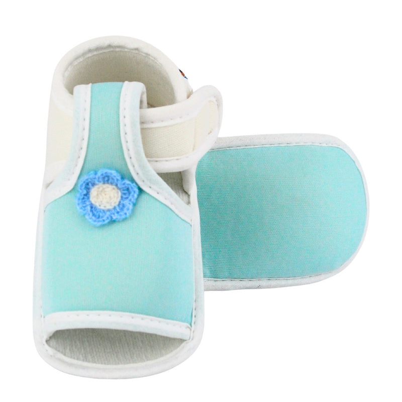 Baby Girls Skin-friendly Cotton Floral Green,White Velcro Sandal Booties-BT5552