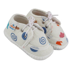 Baby Unisex Star & Rainbow Muslin Lace White Velcro Shoe Booties-BT5566