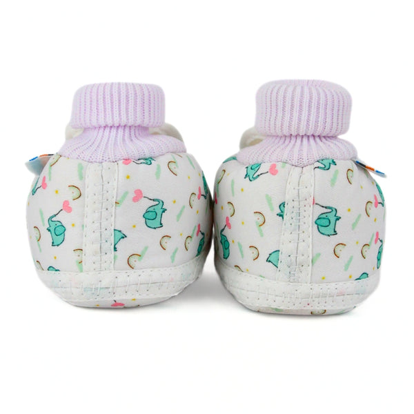 Baby Unisex Elephant Printed Soft Cotton Pre-Walker White,Green Rabbit Face Shoe Booties-BT5572
